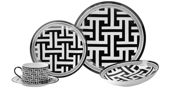 KOMBISERVICE Labyrinth 20-teilig - Schwarz/Weiß, Design, Keramik - Novel