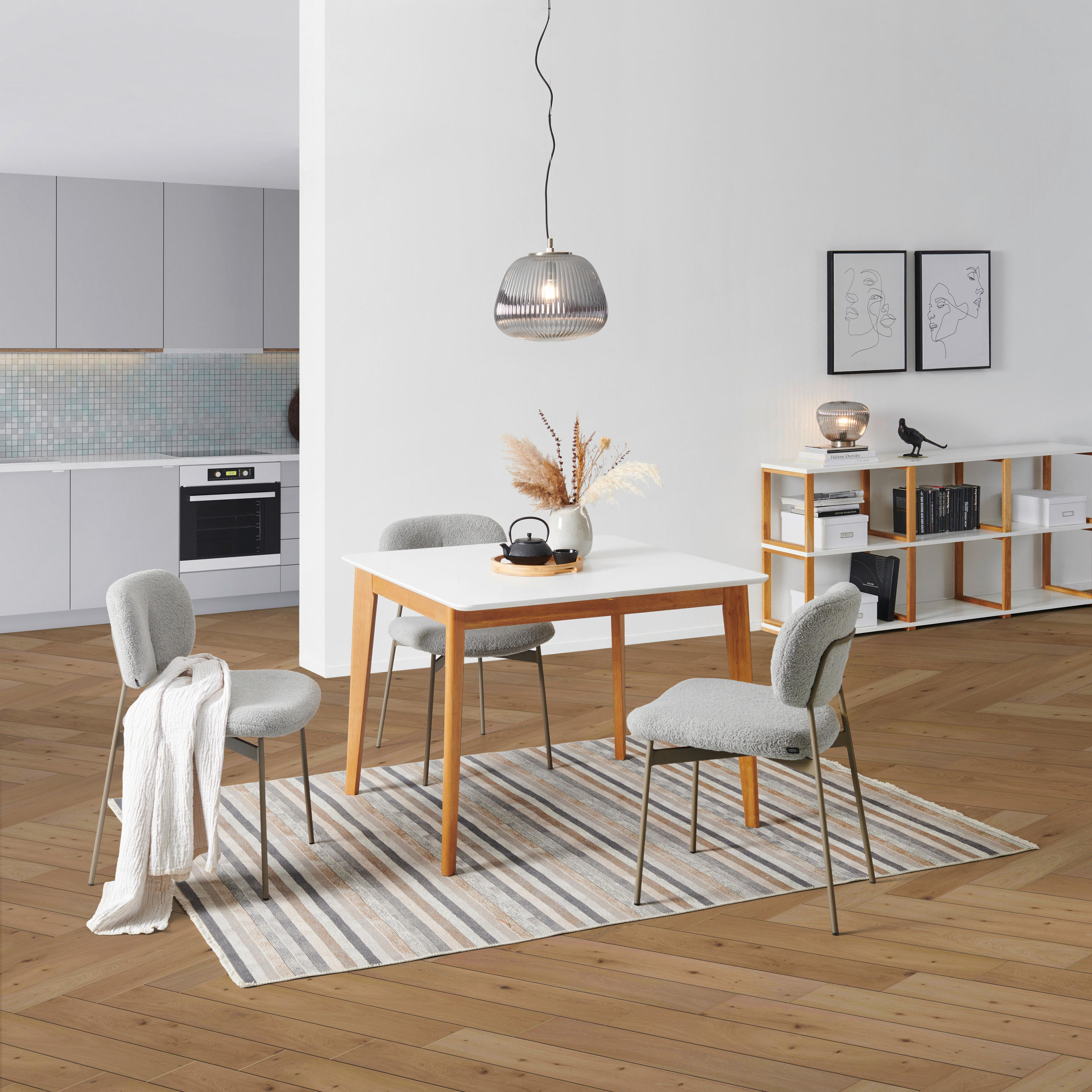 STOL ZA BLAGOVAONICU  bijela  drvo      - bijela/boje hrasta, Design, drvo (100-130/74/100cm) - Livetastic