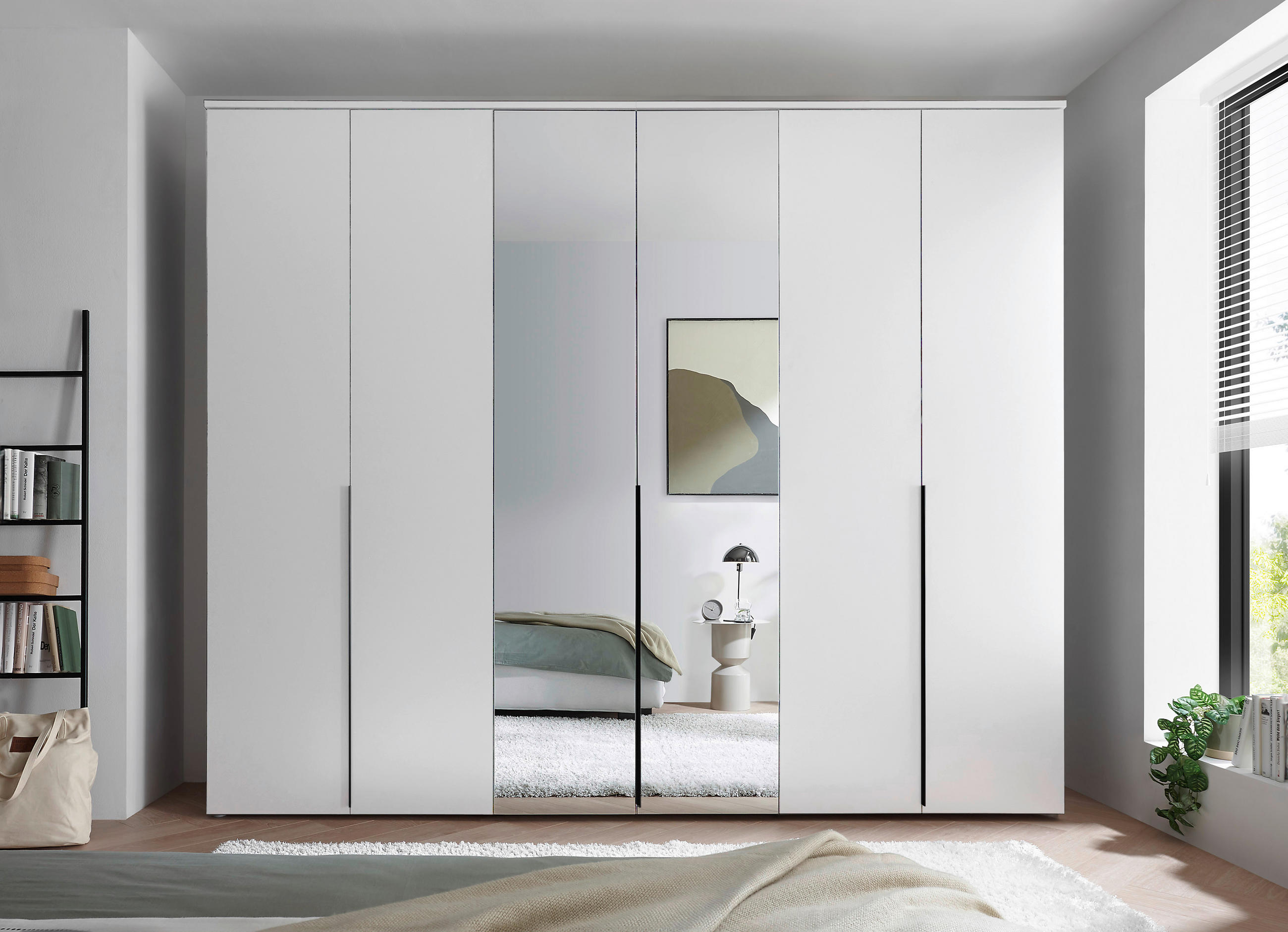 DREHTÜRENSCHRANK 270/225/52 cm 6-türig Weiß  - Schwarz/Weiß, MODERN, Glas/Holzwerkstoff (270/225/52cm) - MID.YOU