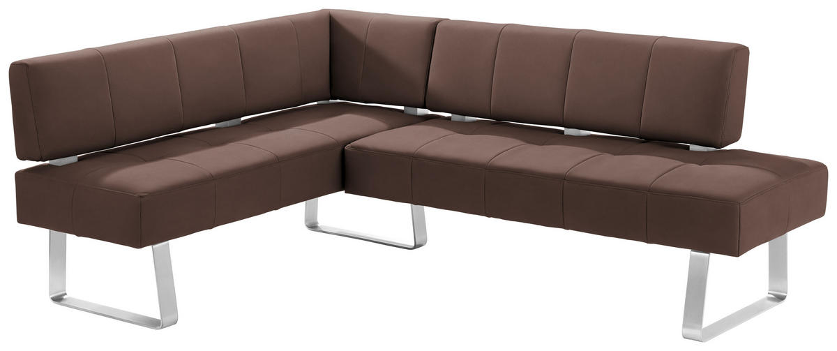 ECKBANK 165/227 cm  in Braun, Edelstahlfarben  - Edelstahlfarben/Braun, Design, Textil/Metall (165/227cm) - Moderano