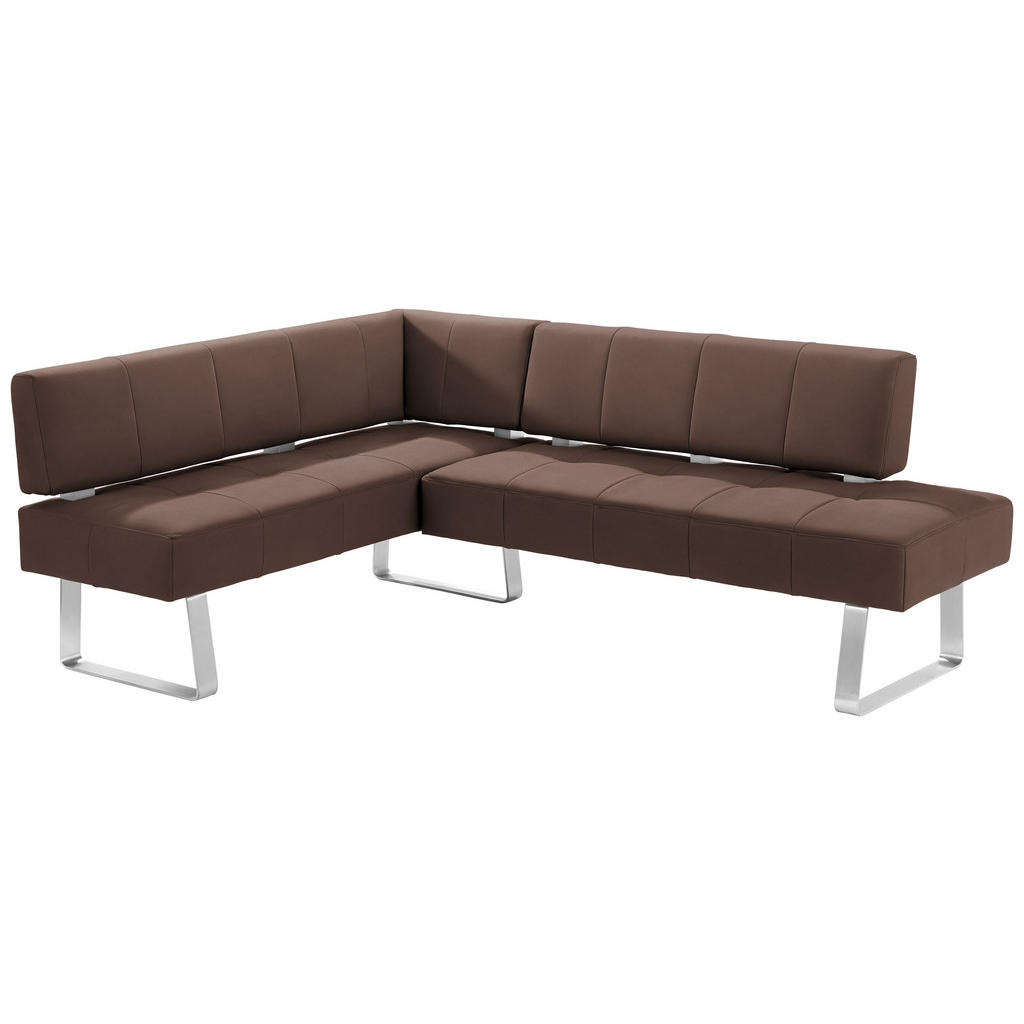 Thumbnail - Moderano Eckbank, Braun, Edelstahl, Metall, Textil, 4-Sitzer, nicht einzeln stellbar, L-Form, 227x165 cm, Goldenes M, Fu...