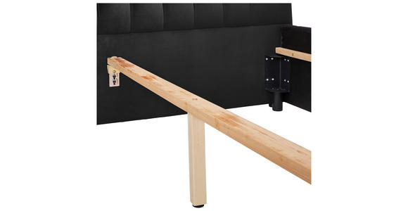 POLSTERBETT gepolstertes Kopfteil Schwarz 180/200 cm  - Schwarz, KONVENTIONELL, Kunststoff/Textil (180/200cm) - Carryhome