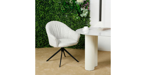 ARMLEHNSTUHL  Sitzfläche 360° drehbar, automatische Rückholfunktion Webstoff  - Creme/Schwarz, Design, Textil/Metall (66/83/64cm) - Novel