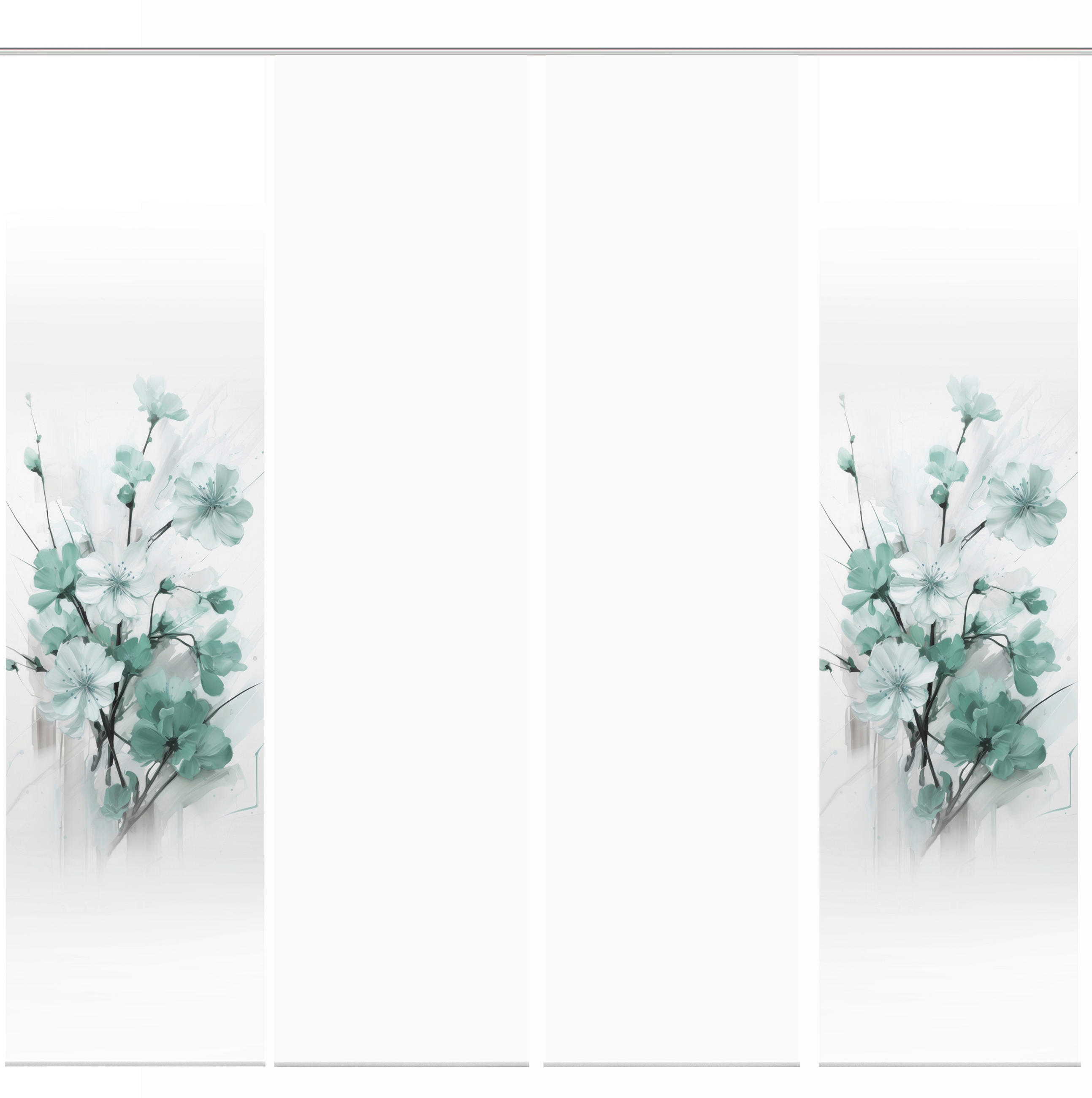 FLÄCHENVORHANG  4 Stück  blickdicht  60/245 cm   - Weiß/Mintgrün, Natur, Textil (60/245cm)