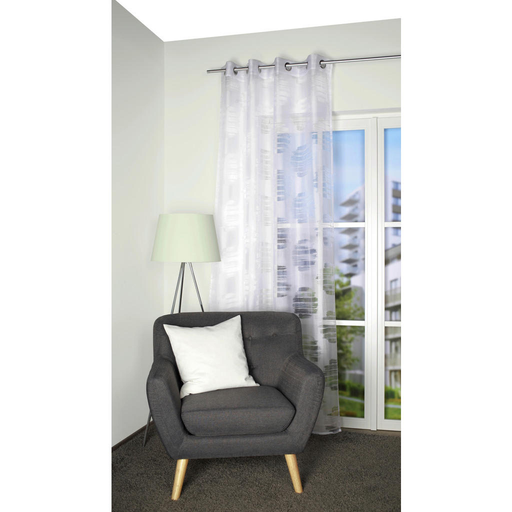 Thumbnail - Ösenschal Brennon, Weiß, Textil, Blätter, 140x240 cm, Wohntextilien, Gardinen & Vorhänge, Fertiggardinen, Ösenschals