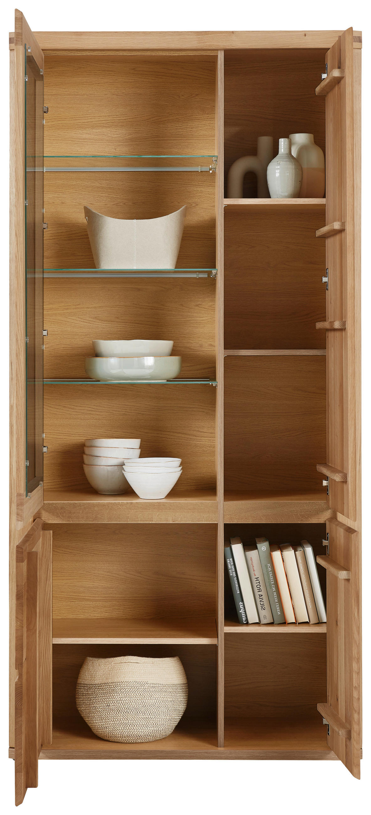 VITRINE in massiv Eiche Alteiche  - Alteiche/Grau, KONVENTIONELL, Glas/Holz (98/204/38cm) - Voleo