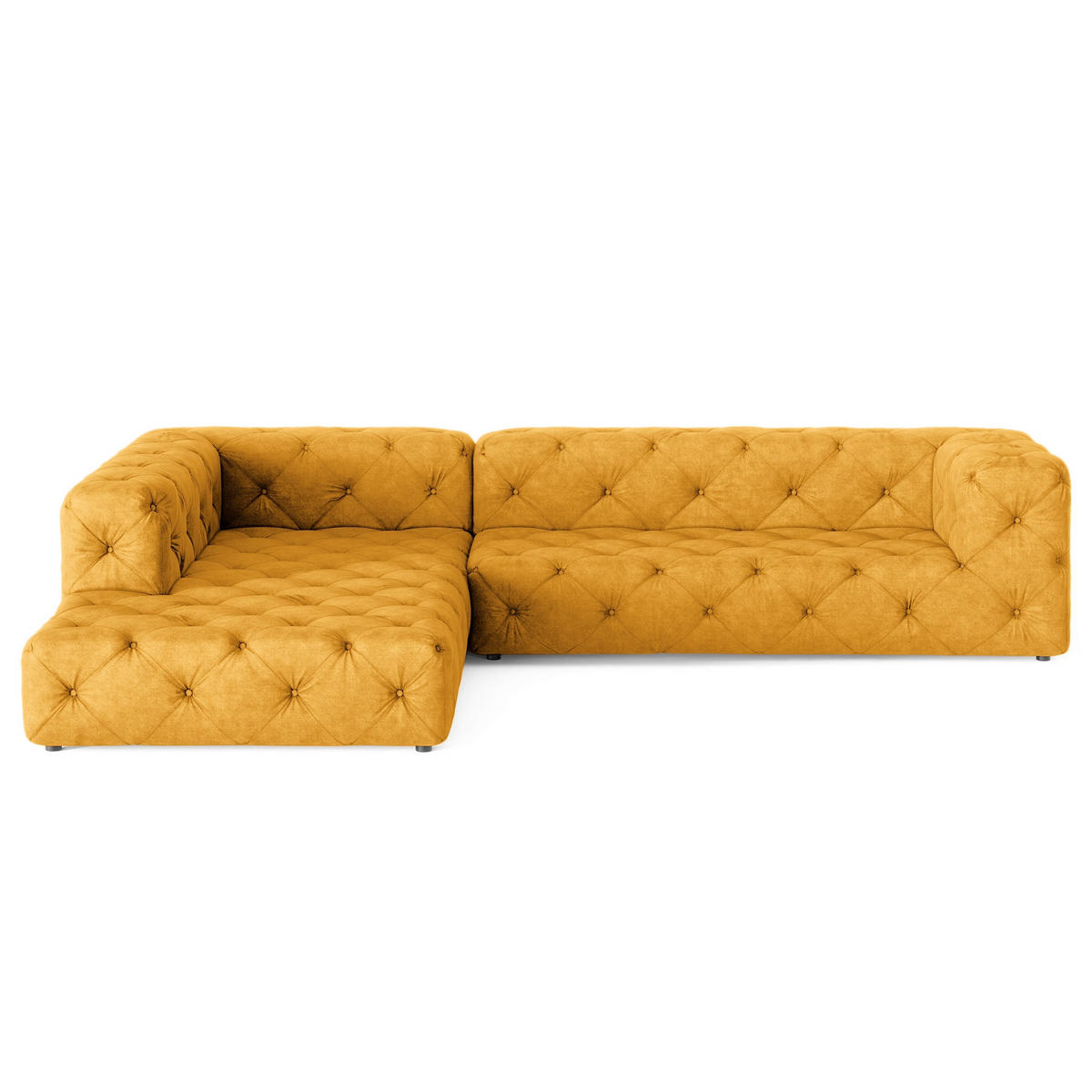 ECKSOFA Mikrofaser Senfgelb  - Senfgelb/Schwarz, Design, Kunststoff/Textil (228/325cm) - P & B