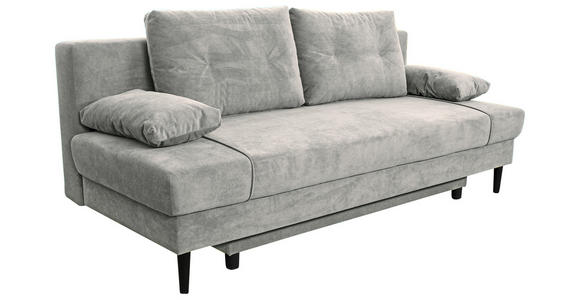 SCHLAFSOFA Webstoff Hellgrau - Hellgrau/Schwarz, KONVENTIONELL, Holz/Kunststoff (199/88/88cm) - Carryhome