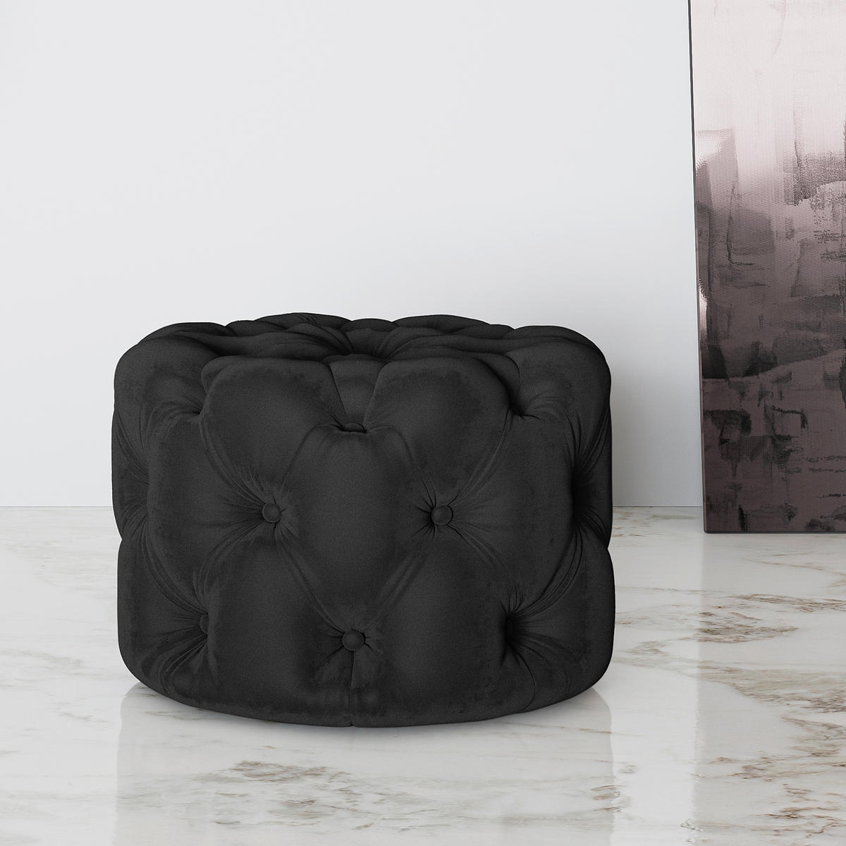 HOCKER in Textil Schwarz  - Schwarz, Design, Kunststoff/Textil (60/39/60cm) - P & B