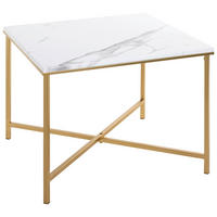 BEISTELLTISCH 60/60/47 cm Weiß, Goldfarben quadratisch  - Goldfarben/Weiß, Trend, Holzwerkstoff/Metall (60/60/47cm)