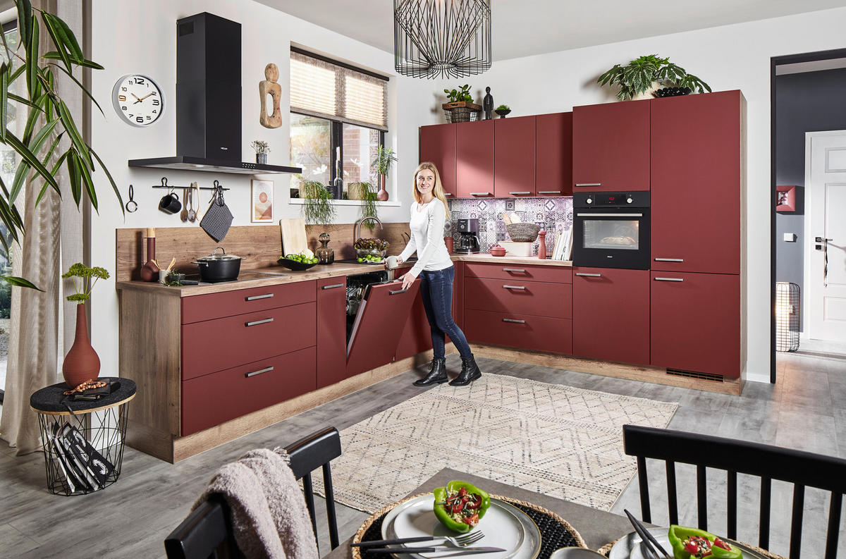 EINBAUKÜCHE 945  - Rot, Design, Holzwerkstoff - Celina