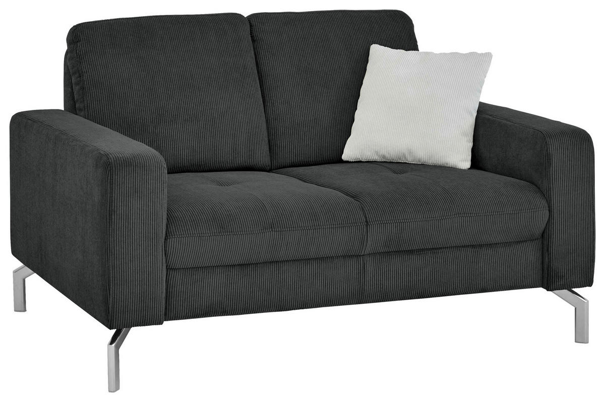 2-SITZER-SOFA  in Feincord Anthrazit  - Chromfarben/Anthrazit, Design, Textil/Metall (142/87/105cm) - Beldomo Style