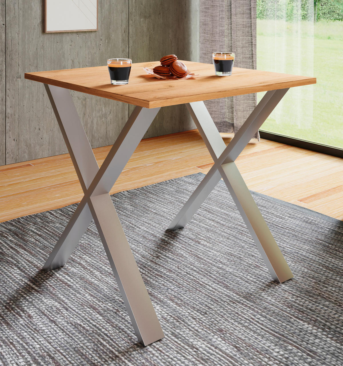ESSTISCH in Holzwerkstoff 80/80/76 cm   - Honigeiche/Silberfarben, Basics, Holzwerkstoff (80/80/76cm) - MID.YOU