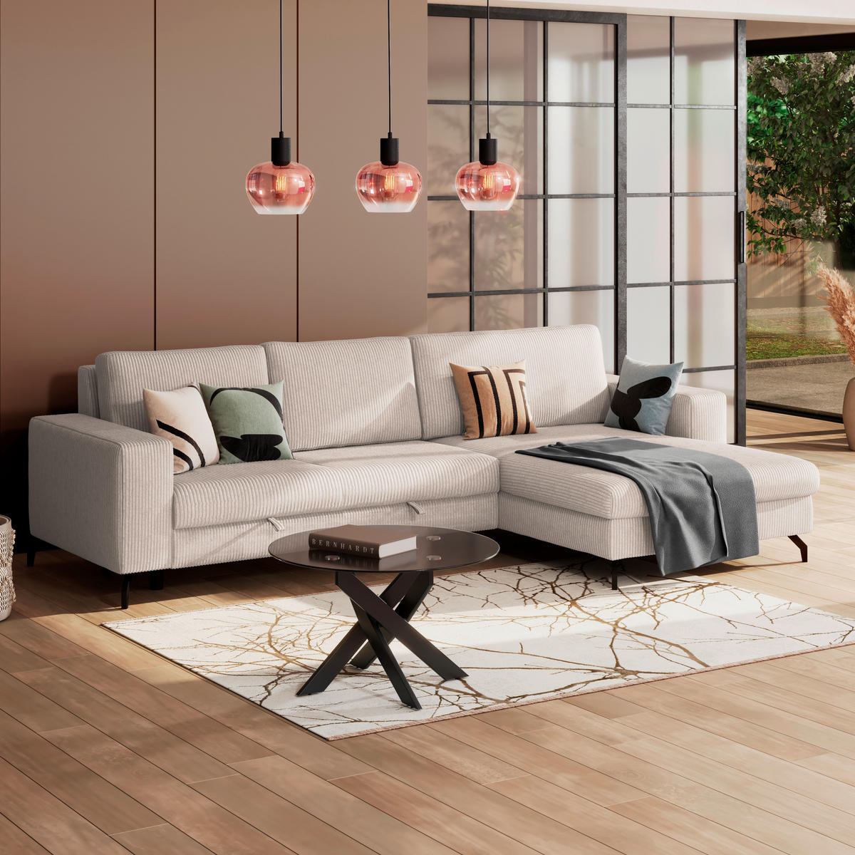 ECKSOFA Perlmutt  - Perlmutt, Trend, Textil (290/178cm) - P & B