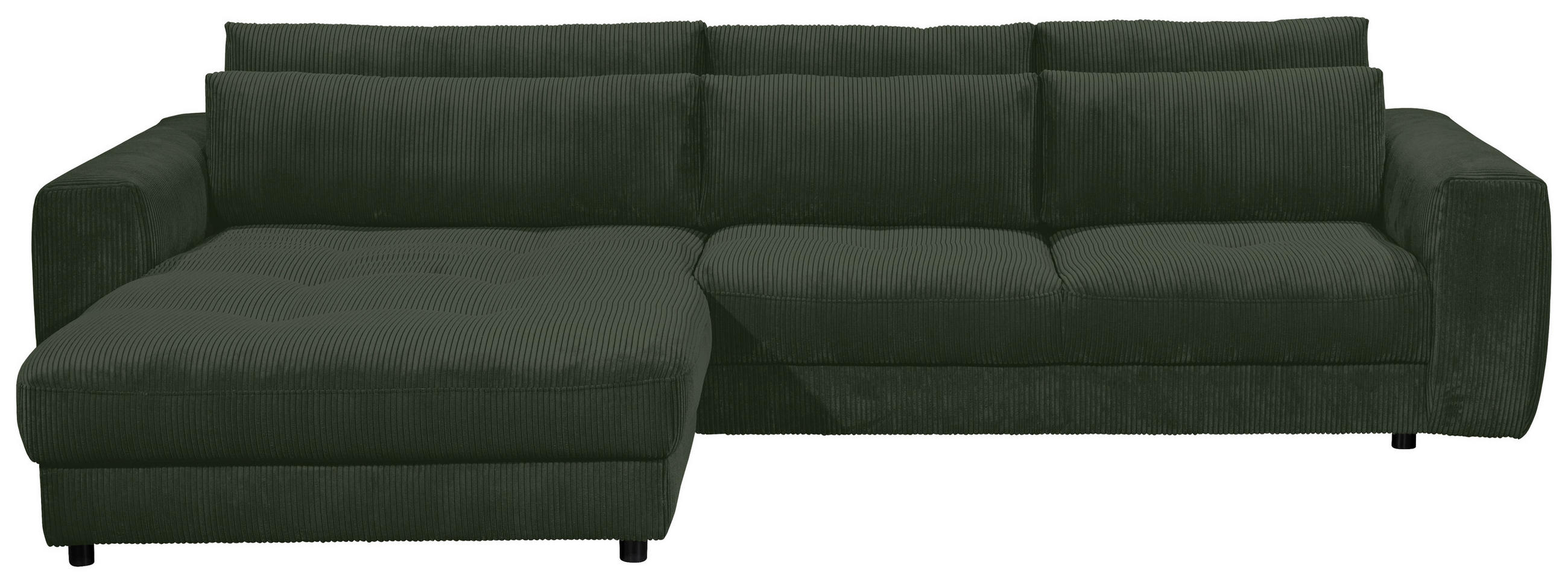 ECKSOFA in Cord Dunkelgrün  - Dunkelgrün/Schwarz, Konventionell, Holzwerkstoff/Kunststoff (194/333cm) - MID.YOU