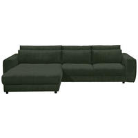 ECKSOFA in Cord Dunkelgrün  194/333 cm  - Dunkelgrün/Schwarz, KONVENTIONELL, Holzwerkstoff/Kunststoff (194/333cm) - MID.YOU