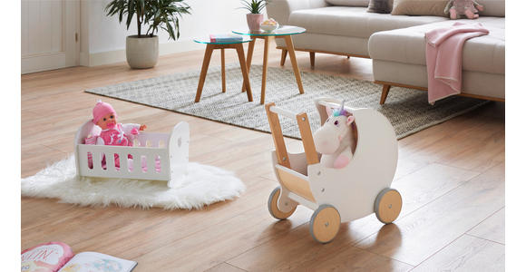 PUPPENWAGEN - Naturfarben/Weiß, Trend, Holz (46/27/44cm) - My Baby Lou