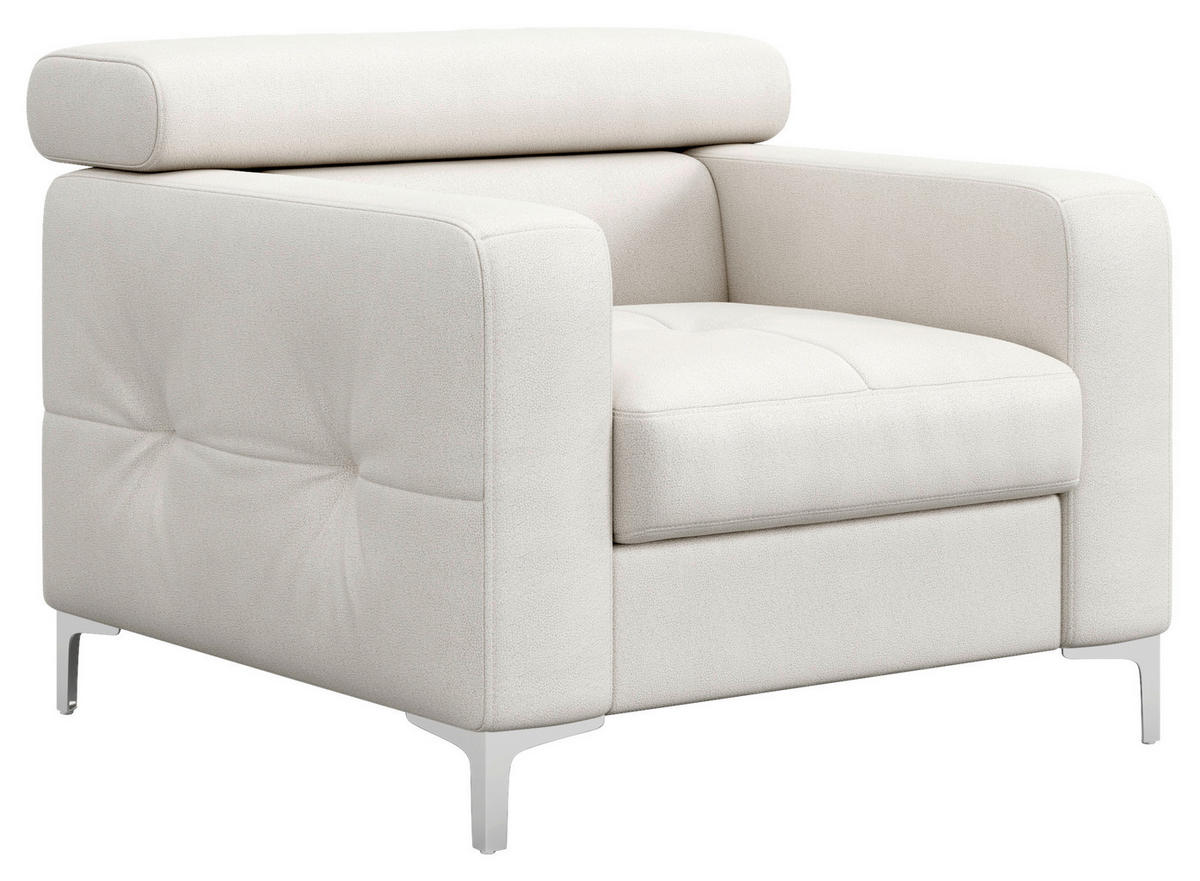 SESSEL Echtleder Weiß    - Chromfarben/Weiß, Design, Leder/Metall (99/78-92/106cm) - Livetastic