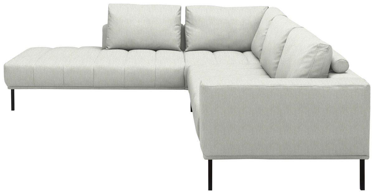 ECKSOFA Flachgewebe Weiss  - Weiss/Schwarz, Design, Textil/Metall (270/308cm) - Pure Home Lifestyle