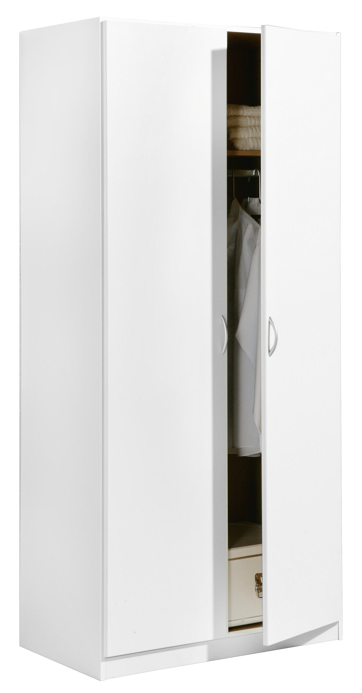 DREHTÜRENSCHRANK in Weiss  - Weiss/Silberfarben, Design, Holzwerkstoff/Kunststoff (91/197/54cm) - Boxxx
