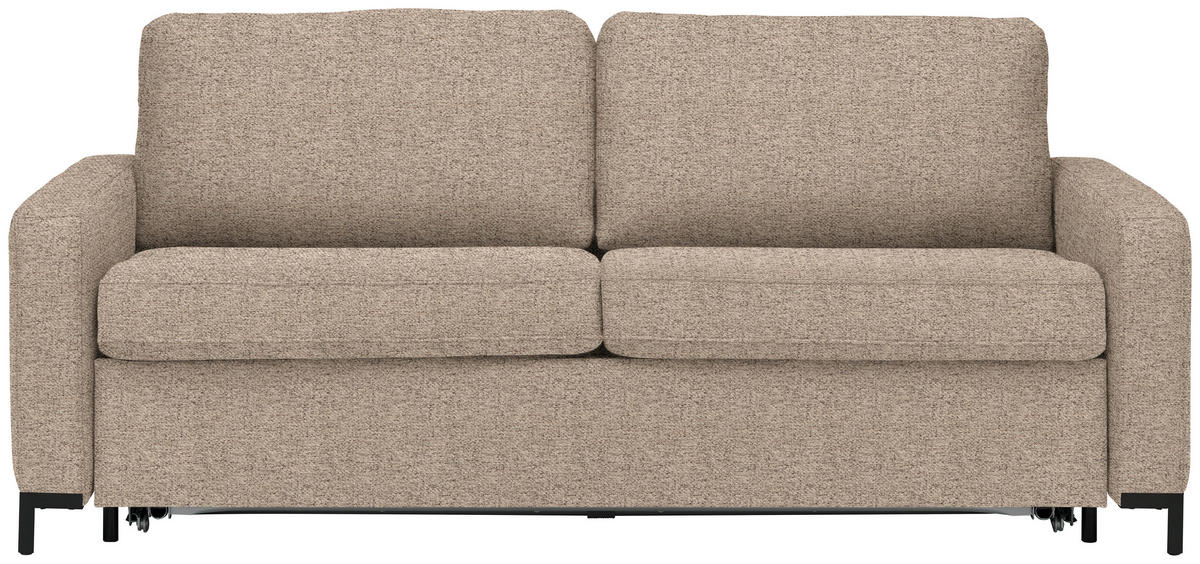 SCHLAFSOFA in Textil Hellbraun  - Hellbraun/Schwarz, Konventionell, Textil/Metall (187/84/97cm) - Welnova