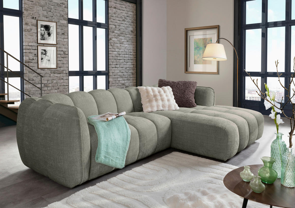 HÖRNSOFFA i chenille mörkgrå  - mörkgrå/svart, Klassisk, textil/plast (272/172cm) - MID.YOU