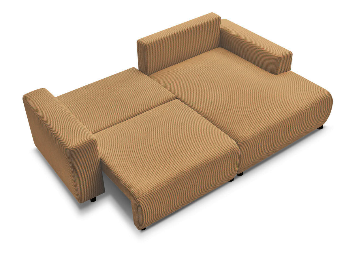 ECKSOFA Ottomane rechts  ATILLA Gelb Cord  - Gelb/Schwarz, MODERN, Kunststoff/Textil (244/149cm)
