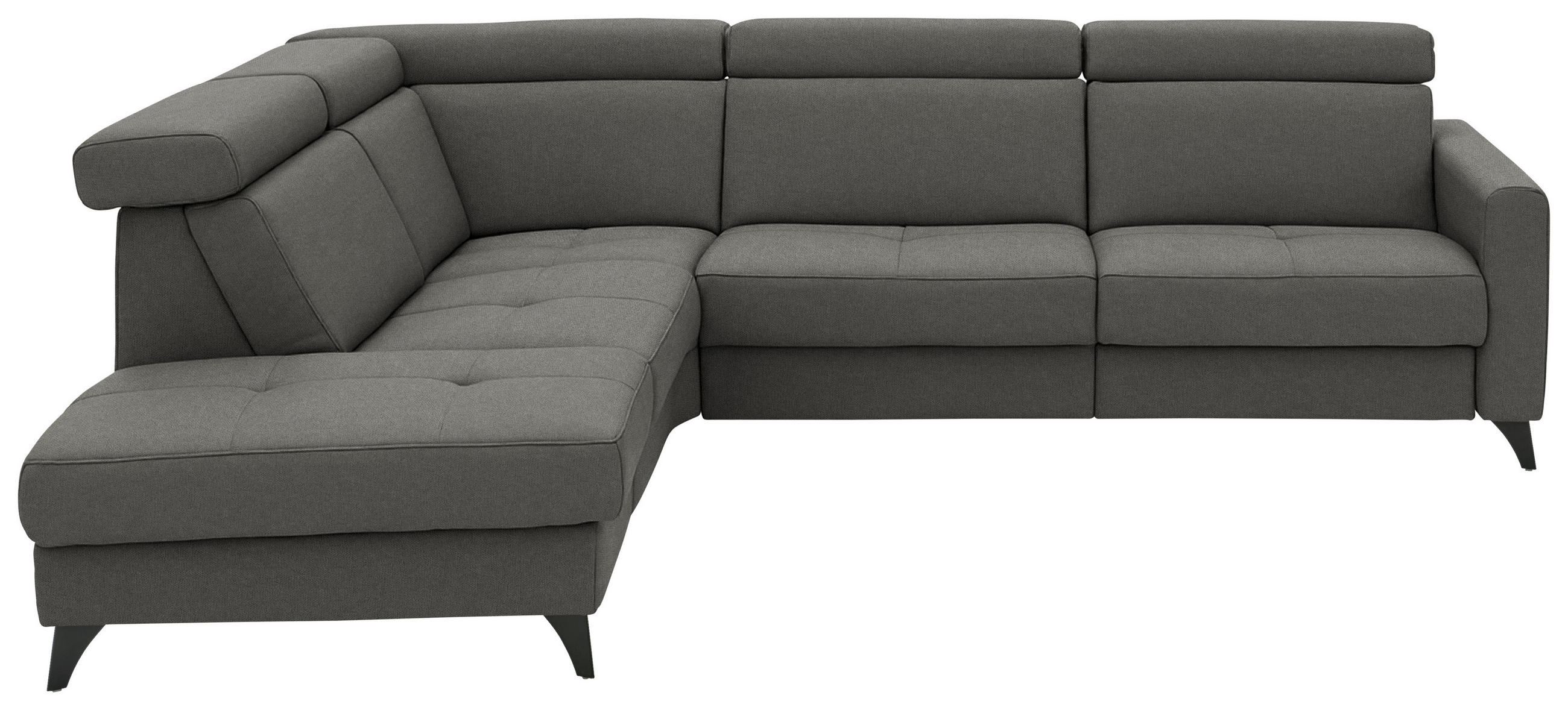 ECKSOFA Flachgewebe Anthrazit  - Anthrazit/Schwarz, Konventionell, Textil/Metall (214/276cm) - Beldomo System