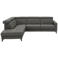 ECKSOFA Flachgewebe Anthrazit  - Anthrazit/Schwarz, Konventionell, Textil/Metall (214/276cm) - Beldomo System