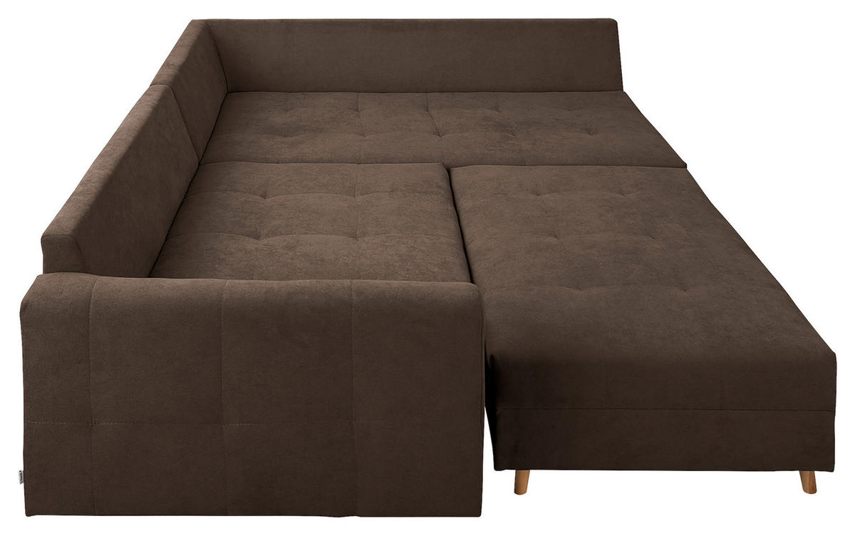 ECKSOFA inkl. Hocker Ariella in Mikrofaser Schlammfarben  161/231 cm  - Schlammfarben/Naturfarben, Design, Holz/Textil (161/231cm) - Livetastic