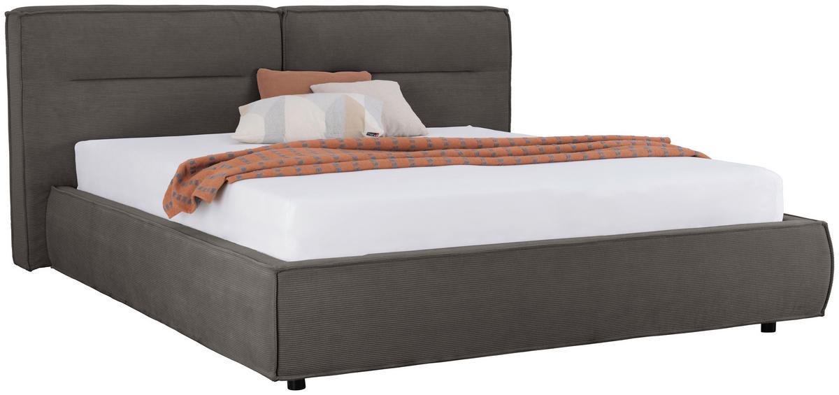 POLSTERBETT 180/200 cm  in Anthrazit  - Anthrazit/Schwarz, Design, Kunststoff/Textil (180/200cm) - Lomoco