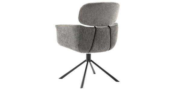 ARMLEHNSTUHL in Stahl Struktur - Schwarz/Grau, Design, Textil/Metall (60/90/65cm) - Novel