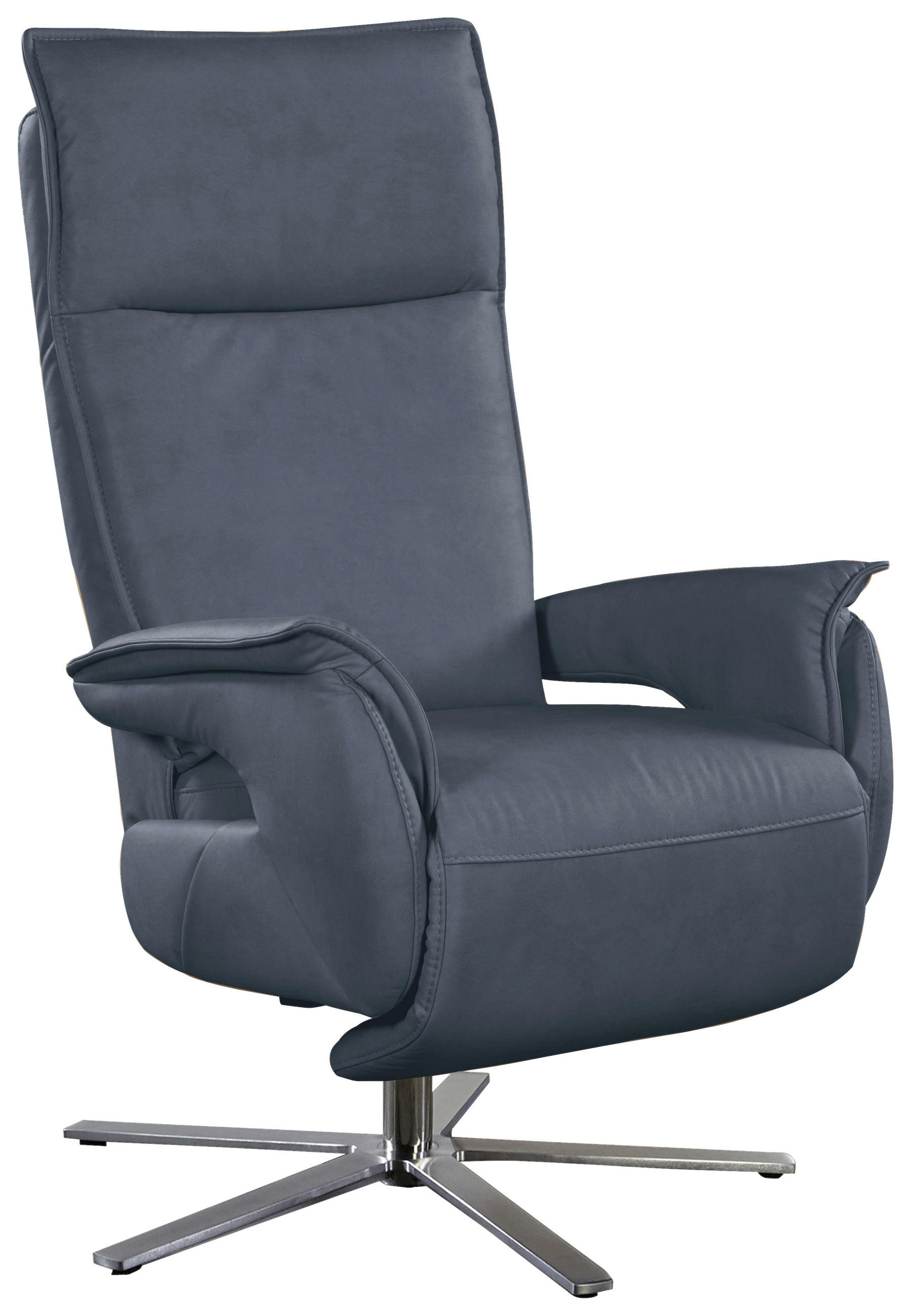RELAXSESSEL Echtleder - Blau/Edelstahlfarben, MODERN, Leder/Metall (77/116/80cm) - Livetastic