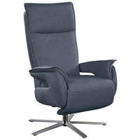 RELAXSESSEL in Leder Blau, Grau  - Blau/Edelstahlfarben, Modern, Leder/Metall (77/116/80cm) - Livetastic