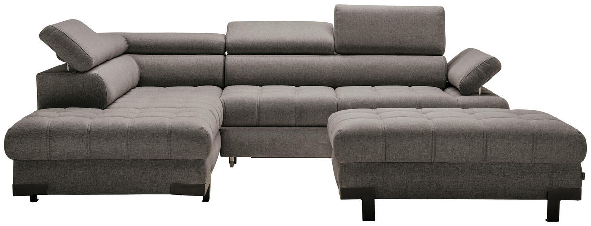 ECKSOFA Dunkelbraun Webstoff  - Dunkelbraun/Schwarz, Design, Textil/Metall (223/263cm) - Welnova