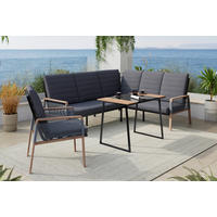 LOUNGEGARNITUR 4-teilig    - Dunkelgrau/Naturfarben, Modern, Kunststoff/Textil - Ambia Garden