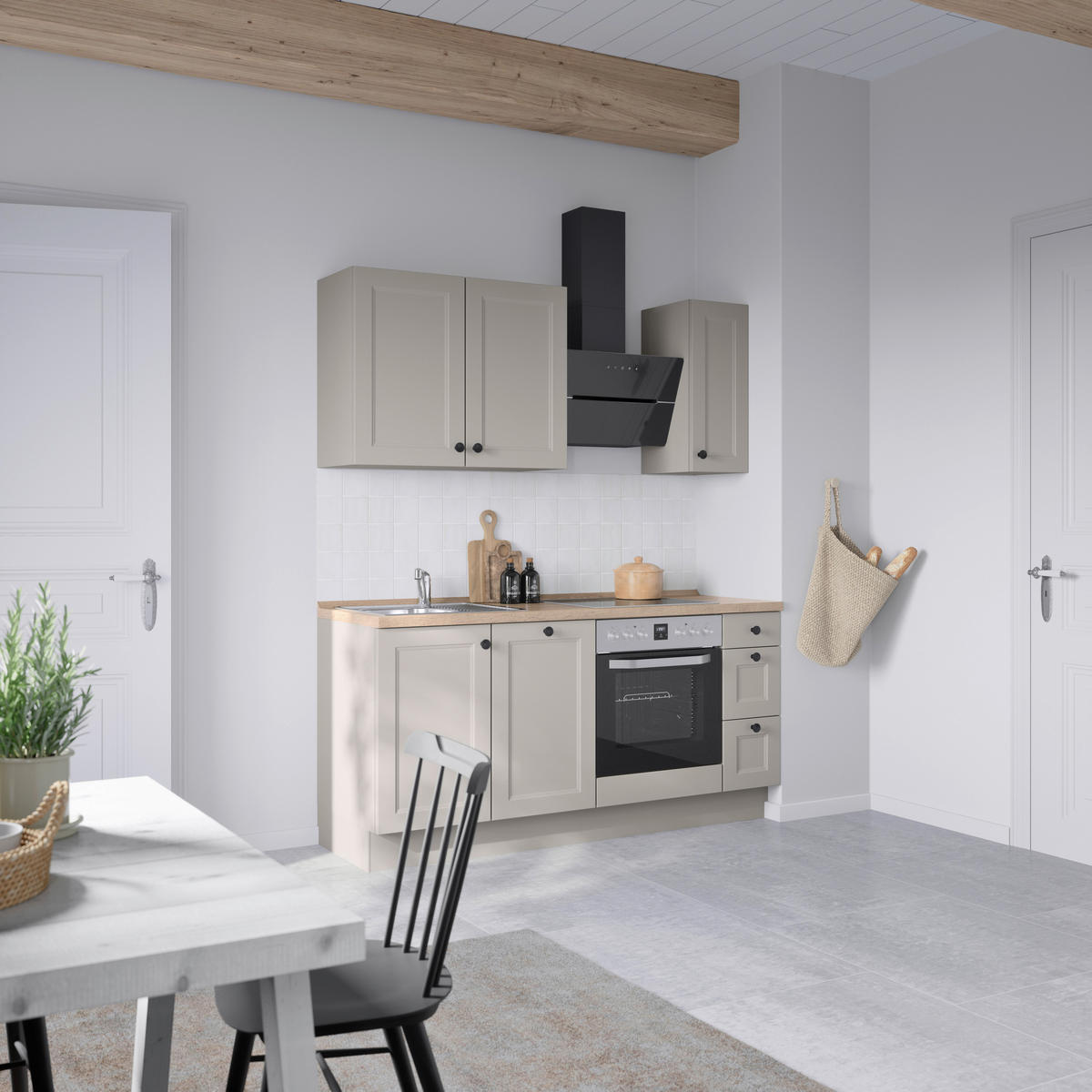 KÜCHENLEERBLOCK 180 cm   in Grau, Eiche dunkel  - Eiche dunkel/Schwarz, MODERN, Holzwerkstoff/Metall (180cm) - Nobilia