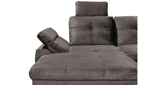 WOHNLANDSCHAFT in Mikrovelours Graubraun - Graubraun/Schwarz, KONVENTIONELL, Kunststoff/Textil (127/334/217cm) - Carryhome