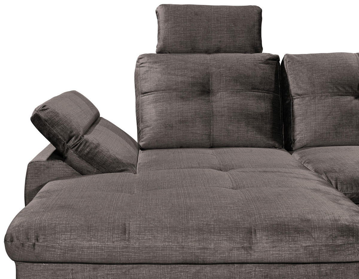 WOHNLANDSCHAFT Graubraun Mikrovelours  - Graubraun/Schwarz, KONVENTIONELL, Kunststoff/Textil (127/334/217cm) - Carryhome