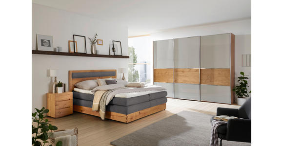 BOXSPRINGBETT 180/200 cm in Taupe, Eichefarben - Taupe/Eichefarben, KONVENTIONELL, Holz/Holzwerkstoff (180/200cm) - Valnatura