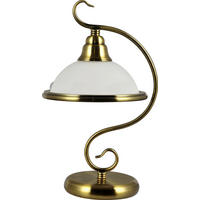 ÍRÓASZTALI LÁMPA - sárgarézszínű/fehér, Basics, üveg/fém (39/21/23cm)