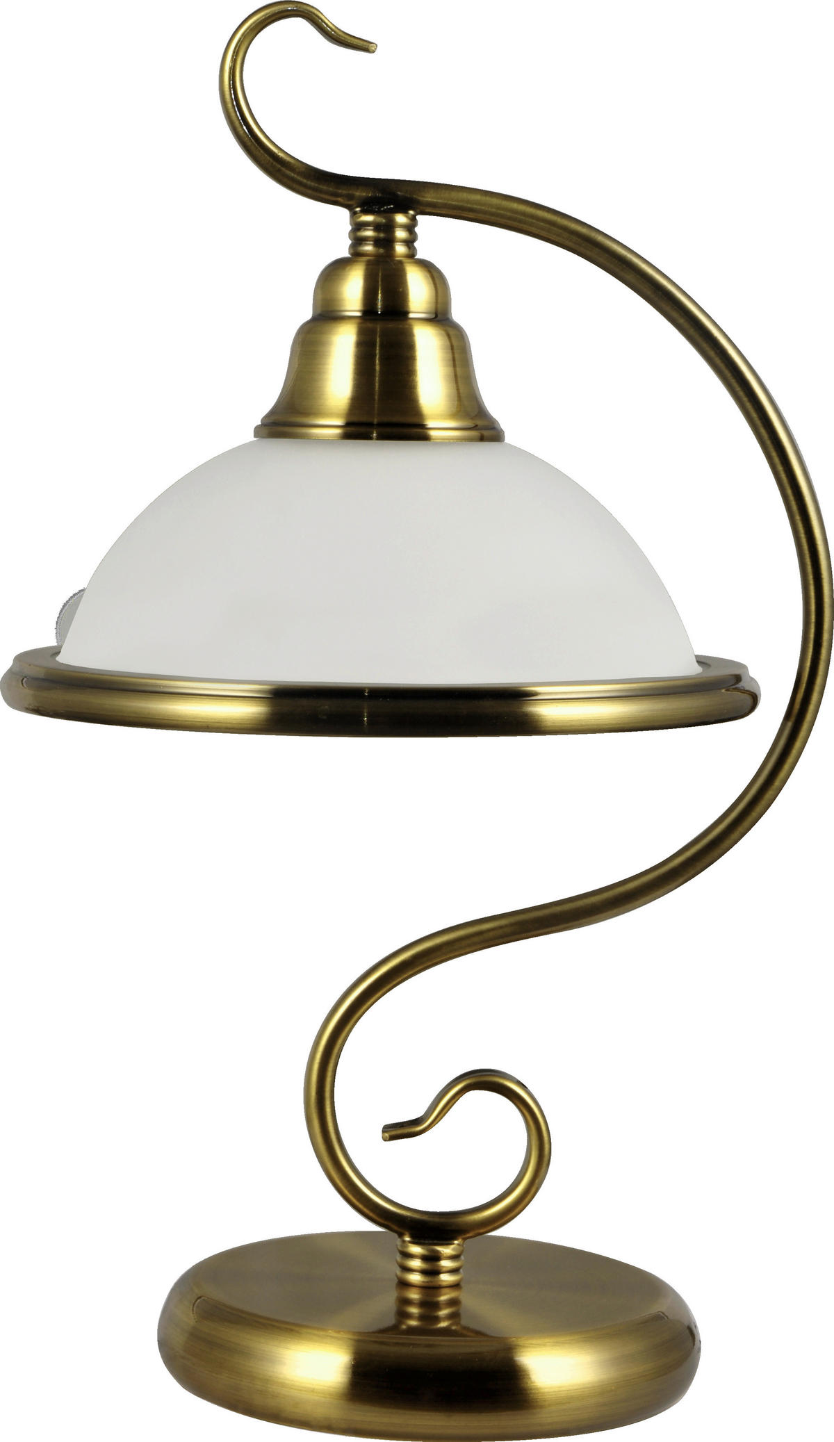 ÍRÓASZTALI LÁMPA - sárgarézszínű/fehér, Basics, üveg/fém (39/21/23cm)