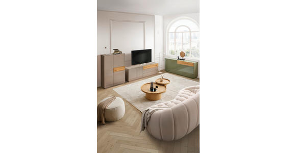 LOWBOARD Taupe, Eichefarben  207/69/42 cm  - Taupe/Eichefarben, Design, Glas/Holz (207/69/42cm) - Novel