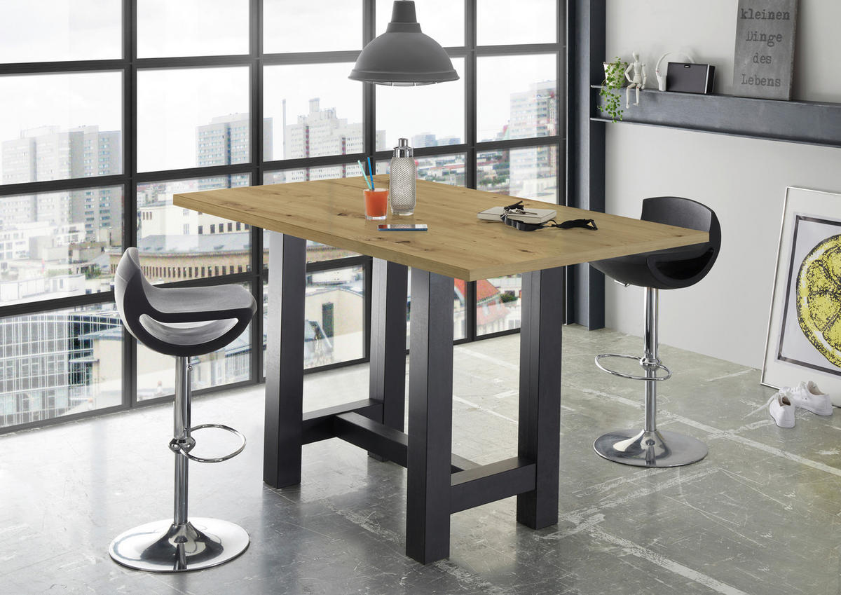 BARTISCH in Holzwerkstoff 120/70/105 cm   - Eichefarben/Schwarz, KONVENTIONELL, Holzwerkstoff (120/70/105cm) - Carryhome