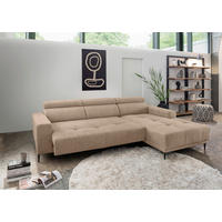 ECKSOFA Hellbraun Chenille  - Hellbraun/Schwarz, KONVENTIONELL, Textil/Metall (276/188cm) - Livetastic