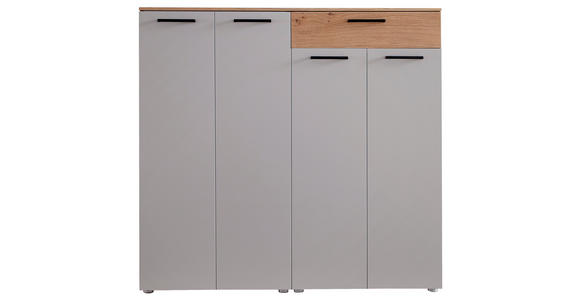 SCHUHSCHRANK 136/126/29 cm  - Eiche Bianco/Silberfarben, Design, Holz/Holzwerkstoff (136/126/29cm) - Moderano