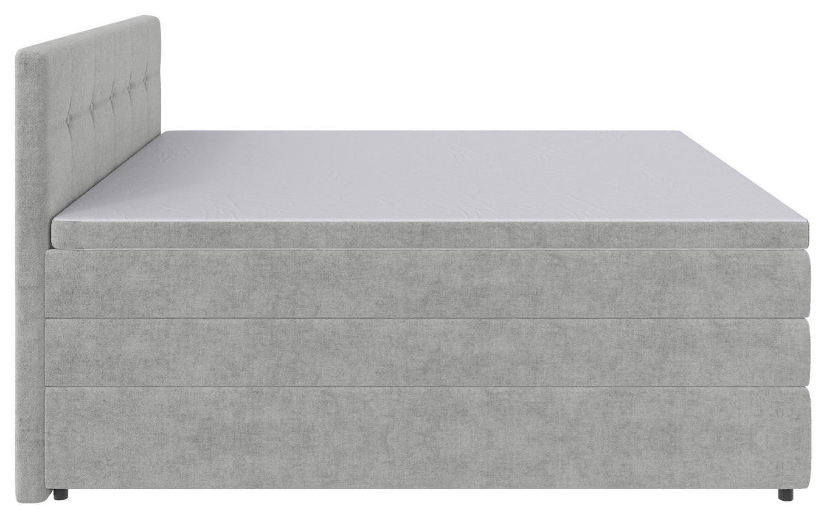 BOXSPRINGBETT 160/200 cm  in Hellgrau  - Hellgrau/Schwarz, Konventionell, Kunststoff/Textil (160/200cm) - Carryhome