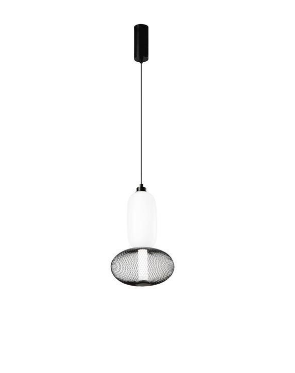 Luce ambiente Design Led-Pendelleuchte Luce Ambiente e Design Schwarz, Weiß 215 cm