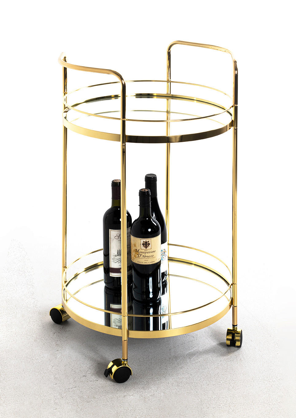 SERVIERWAGEN Messingfarben - Messingfarben, Trend, Glas/Kunststoff (48/48/80cm)