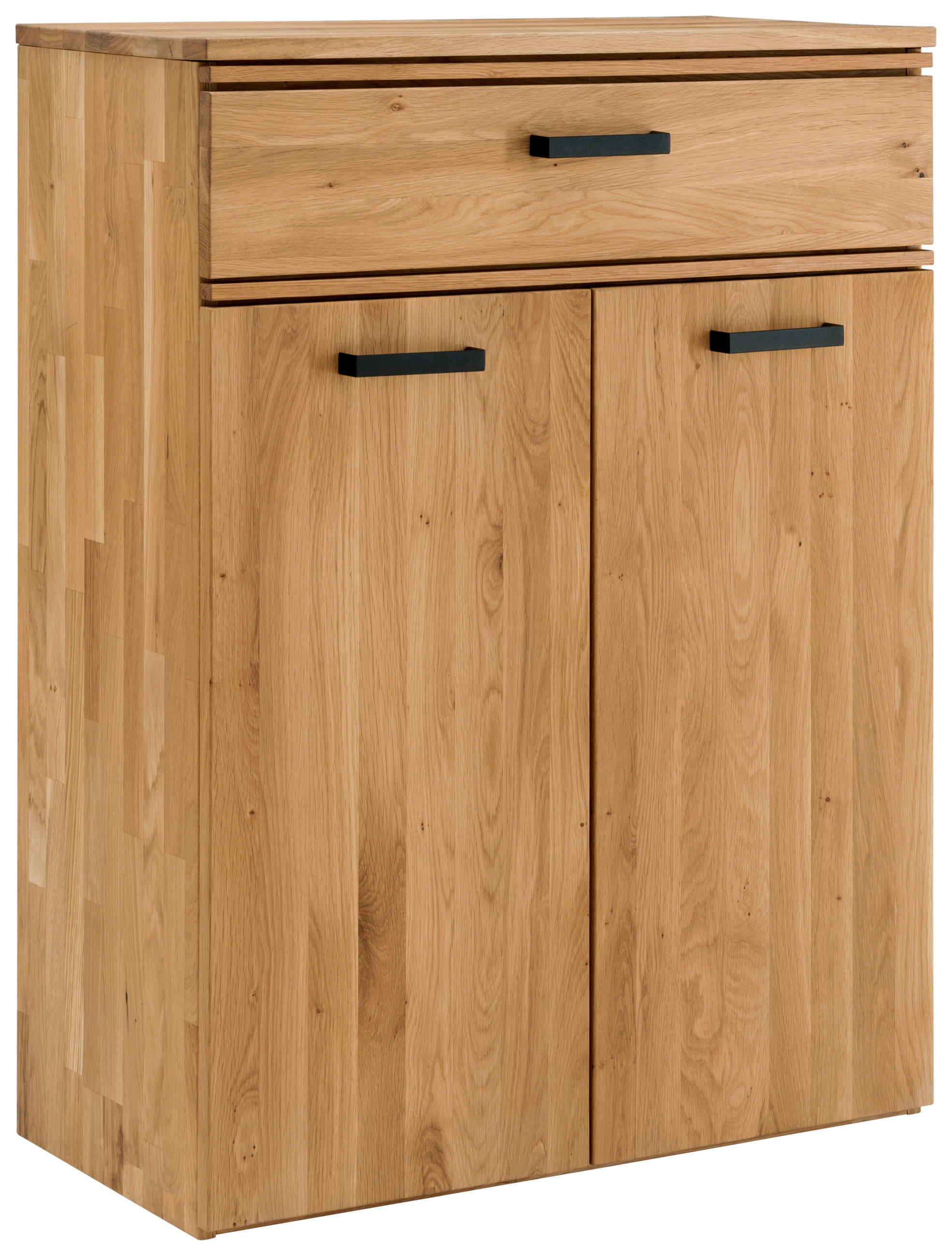 SCHUHSCHRANK Wildeiche massiv, vollmassiv, Hartholz Eichefarben  - Eichefarben/Schwarz, MODERN, Holz/Metall (80/109/39cm)